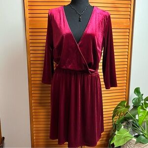 H&M Red V-Neck Midi Dress